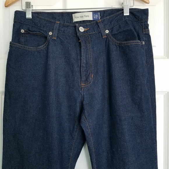 GAP Women's Low Rise Flare Dark Blue Denim Jeans  Size 12 Reg - Picture 3 of 10